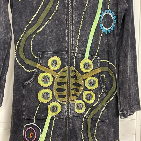 Rising International Women’s Handmade Long Jacket Dress Hoodie Full Zip Sz L - Picture 4 of 13